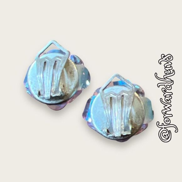 Vintage Pink & Clear Glass Bead Clip-on Non-pierced Earrings - Picture 7 of 12